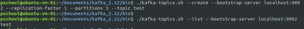 create-topic.PNG — topic 'test' 생성